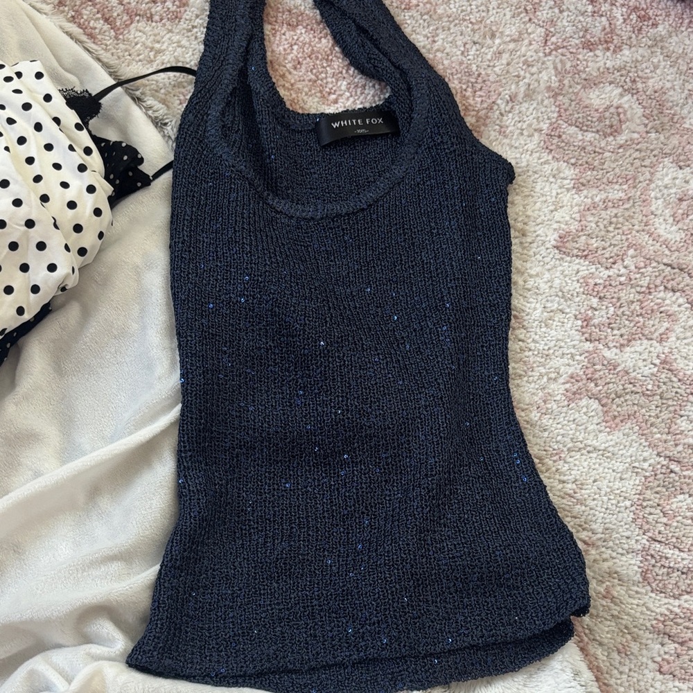 White Fox Boutique Midnight Blue Knit Tank Top
